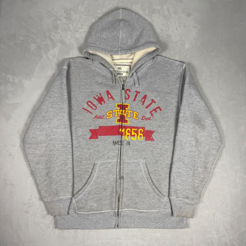 Y2K Mens J. America Iowa State University Sherpa Lined Zip Hoodie Large